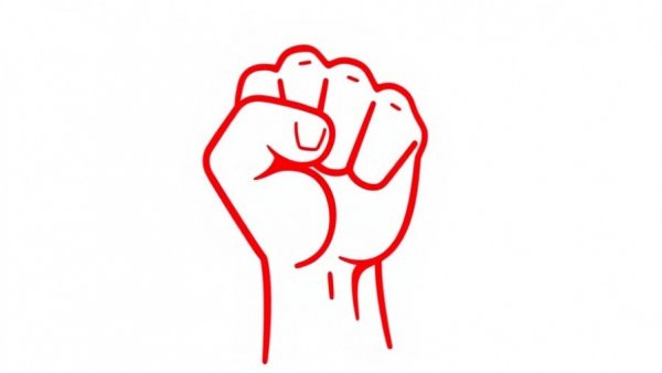 Illustration of red fist symbolizing Trump's attack on free press, minimalistic