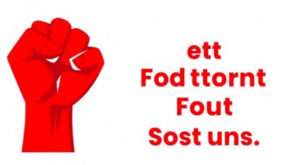 Stylized red fist symbol on white background, representing strength.