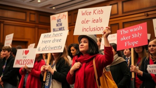 Two people at a rally holding transgender rights signs.