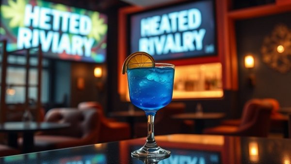 Heated Rivalry LGBTQ+ cocktail in stylish cinematic lounge.
