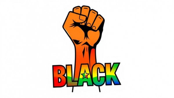 Rainbow-colored raised fist logo symbolizing Black LGBTQ+ unity.