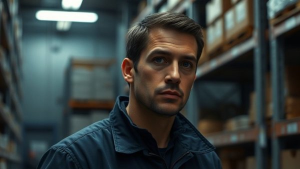 FBI agent observing in dimly lit warehouse, Georgia election integrity.