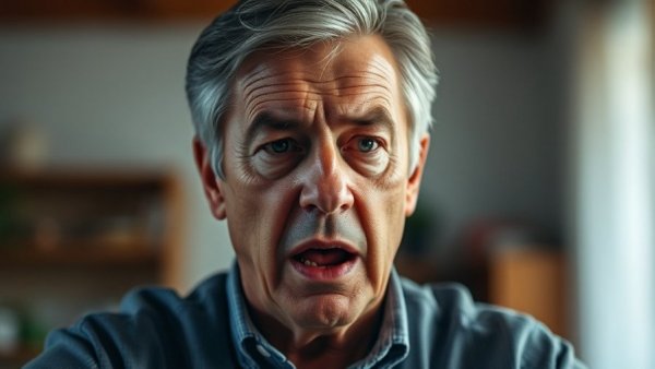 Intensely focused person discussing trans rights news.