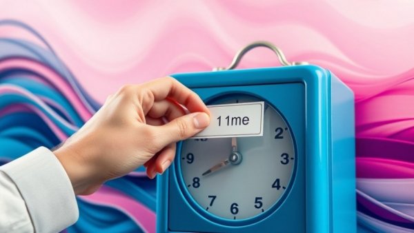 Abstract surreal clock and hand illustrating time management for queer and trans workers