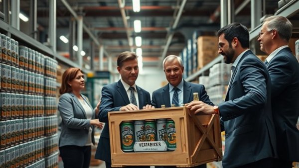 Business people in a beer factory in Ontario during American alcohol ban inspection.