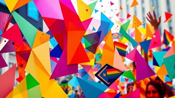 Abstract rainbow composition highlighting LGBTQ+ community unity.