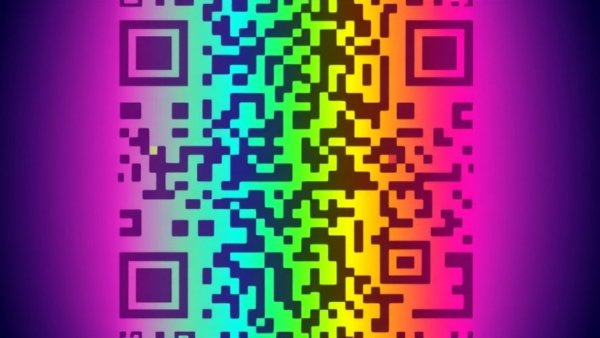 Rainbow QR code representing LGBTQ rights updates