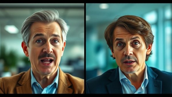Split-screen discussion with expressive individuals in an office setting related to Impeach Trump Racist Video.