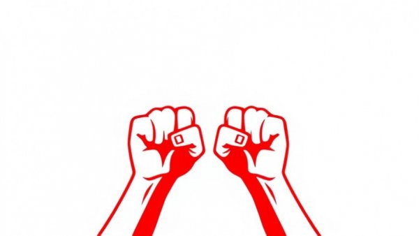 Bold red fists symbolizing unity, OpenAI AI laws concept.