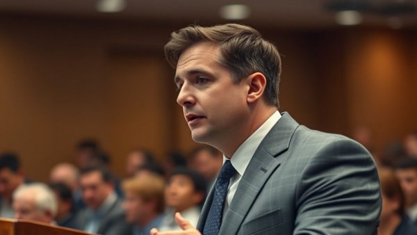 Businessman speaking at podium about new nuclear reactor in Port Hope.