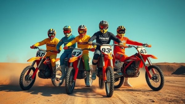 Motocross riders posing on a track in colorful gear, Disney Channel LGBTQ+ representation.