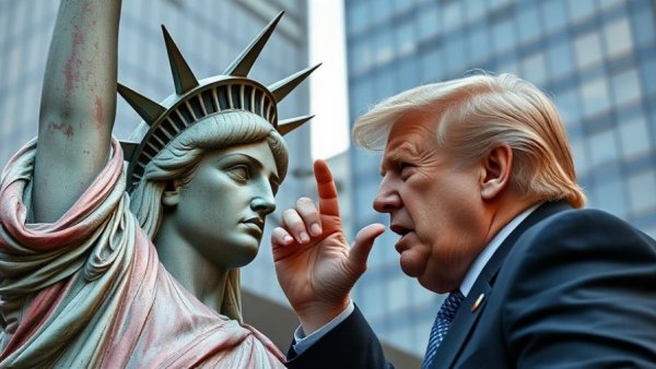 Surreal sculpture symbolizing America's rejection of renewable energy, intense scene.