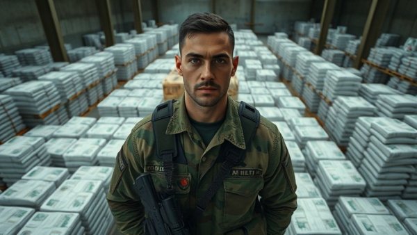 Military officer with cocaine packages highlighting resurgence and overdose deaths.