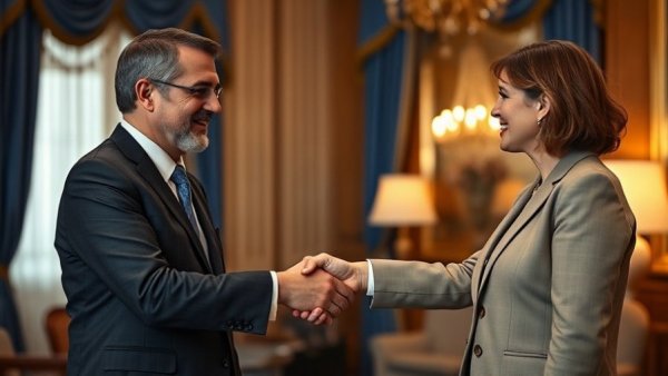 GOP media meddling: Two professionals shaking hands at an event.