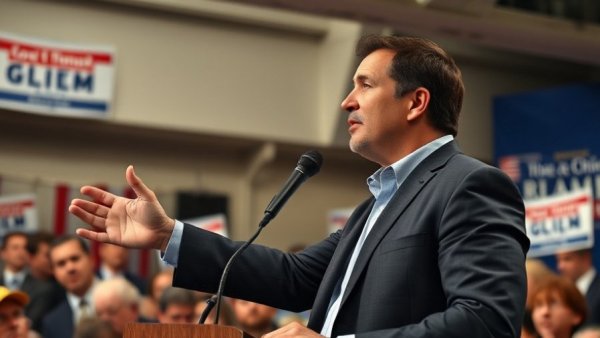 Politician speaking at rally highlighting LGBTQ+ candidates' electoral viability.