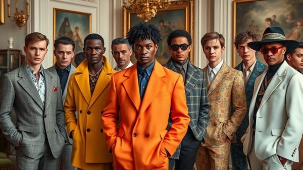 Zaldy menswear collection with diverse models in vibrant outfits.