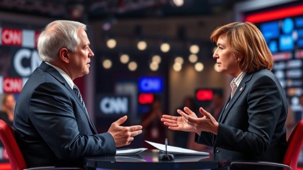 TV debate on Trump anti-diversity policies, two discussing.