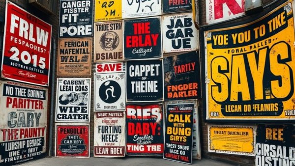 Grunge design graphic collage with bold typography and textures