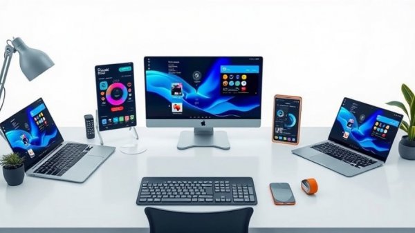 Modern workspace featuring sleek tech mockups for designers.