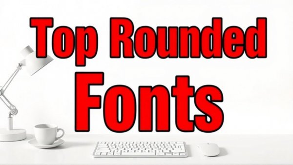Rounded fonts graphic design in a minimal workspace.