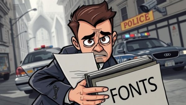 Cartoon depicting font licensing issues for graphic designers.