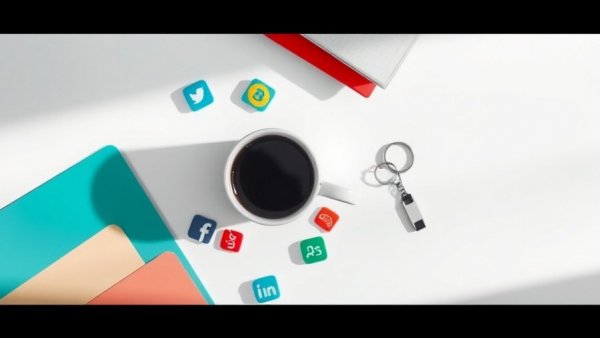 Minimalistic abstract design with coffee and digital elements.