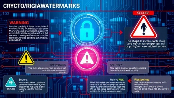 Digital infographic on cryptographic watermarks and verification.