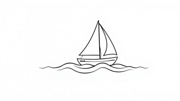 Minimalistic sailboat line art created with AI logo design tools