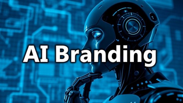 Futuristic robot contemplatively exploring 2026 AI branding strategies.