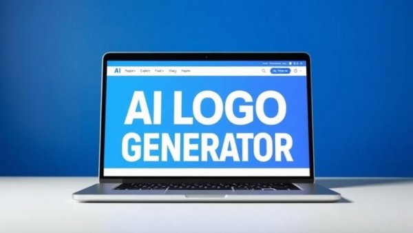 Review of AI logo generators for business featuring a sleek laptop.