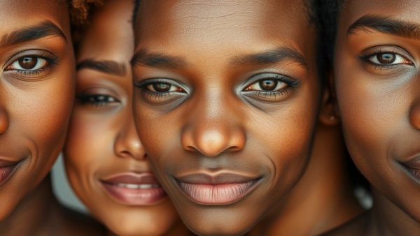 Close-up of diverse skin textures representing brand transparency strategies.