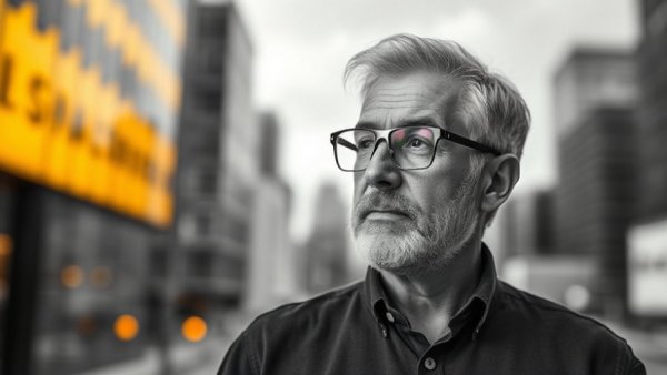 Mature man thinking about website copy to attract clients.