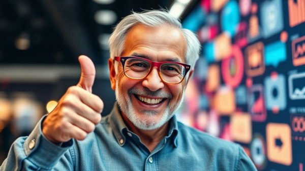 Smiling older man promoting how to get more clients efficiently.