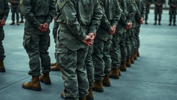 Military formation highlighting policy discussions on military ban on HIV-positive individuals.