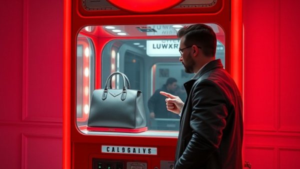 Man using claw machine with handbag inside, representing honest advertising examples.