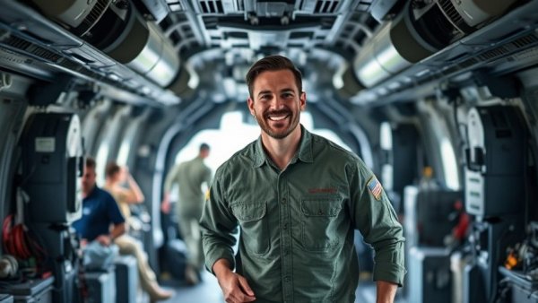 Man in military aircraft related to Canada Defence Industrial Strategy.