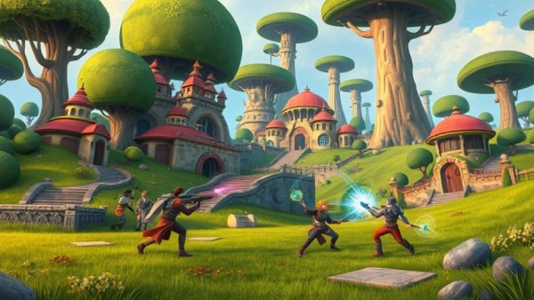 Indie game scene with innovative physics, dynamic combat.