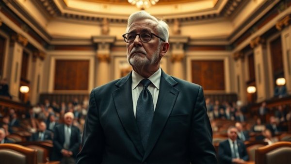 Trump State of the Union address in formal setting, contemplative.