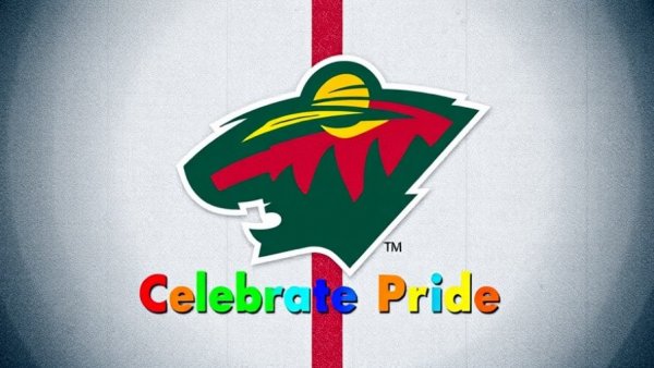 Minnesota Wild Pride Night celebration with colorful logo and text.