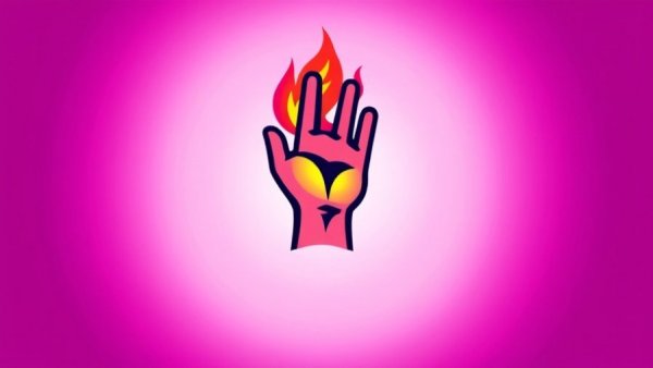 Creative logo design with a gradient flame and hand, showcasing future trends.