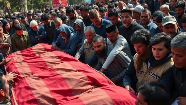 Somber vigil for fallen journalists in 2025, emotional scene.