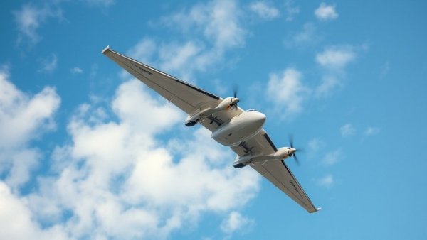 Porter airplane flying under blue sky highlighting Billy Bishop Airport expansion.