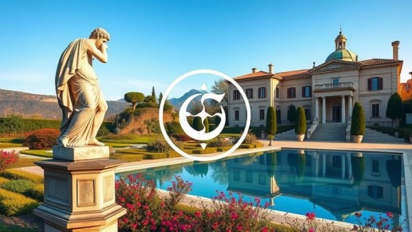 Getty brand identity rebranding displayed at Roman villa.