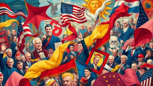 Abstract depiction of populism in American politics.