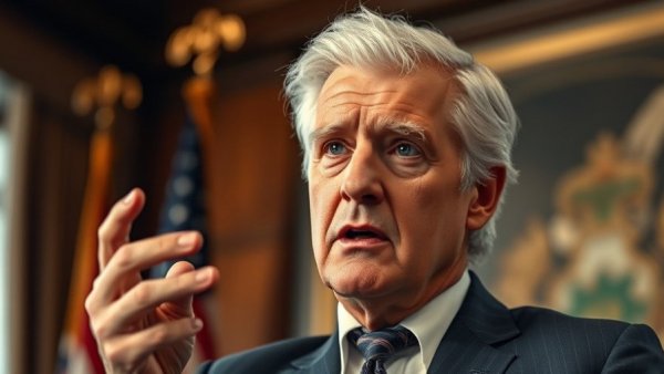 Distinguished man gestures during speech on Bill Clinton Epstein testimony.