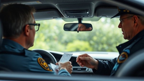 Traffic stop scene involving identification exchange relevant to transgender rights news.