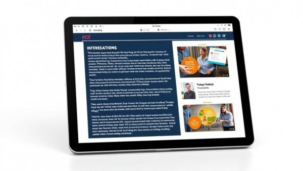 Interactive PDF interface on a tablet for small businesses.
