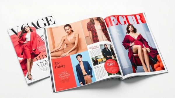 Sleek magazine layout design with vibrant fashion imagery.
