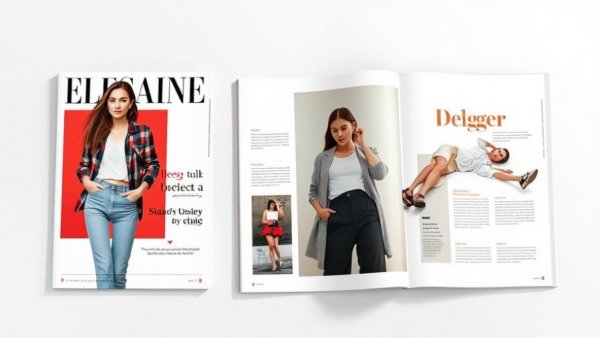 Modern magazine design layouts featuring vibrant red accents.