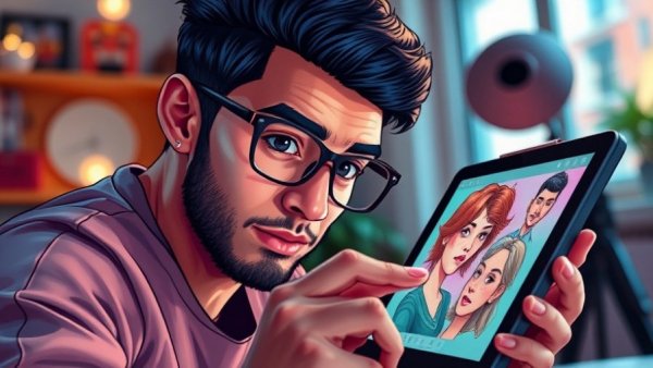 Digital artist designing with Procreate brushes on iPad, vibrant artwork.